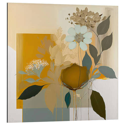 Aluminium print Blue and Mustard Botanicals II