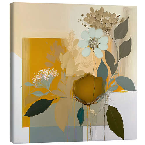 Quadro em tela Blue and Mustard Botanicals II