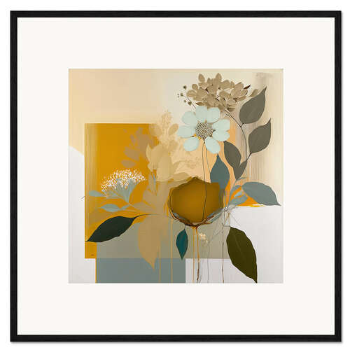 Impression artistique encadrée Blue and Mustard Botanicals II