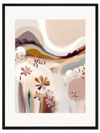 Gerahmter Kunstdruck Bunte Blumenhügel