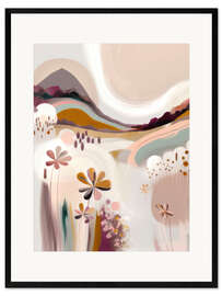 Gerahmter Kunstdruck Bunte Blumenhügel