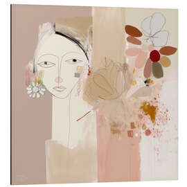 Magnettafel Abstraktes Porträt mit Blüten
