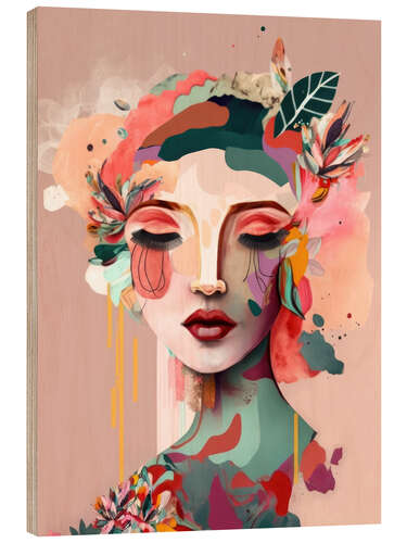 Wood print Abstract Colorful Portrait