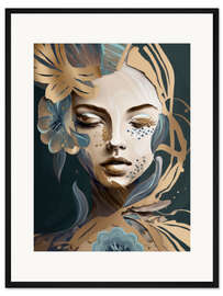 Gerahmter Kunstdruck Azura, goldene Schönheit