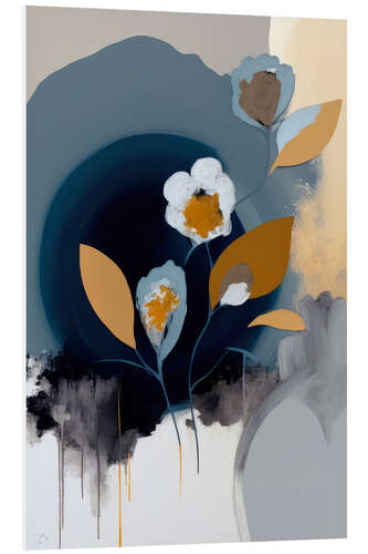 Foam board print Midnight Blue Flower Blooms I