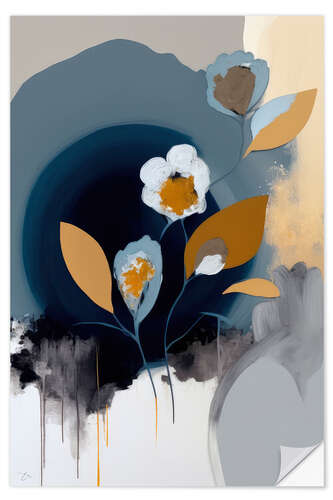 Wall sticker Midnight Blue Flower Blooms I
