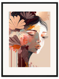 Gerahmter Kunstdruck Celeste, Blühendes Frauenporträt