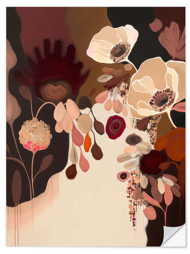 Sticker mural Burgundy Blooms