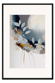 Gerahmter Kunstdruck Mitternachtsblaue Blumenblüten II