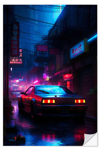 Selvklebende plakat Cyberpunk Car III