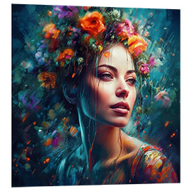 Foam board print Beautiful Woman With Flowers in Her Hair