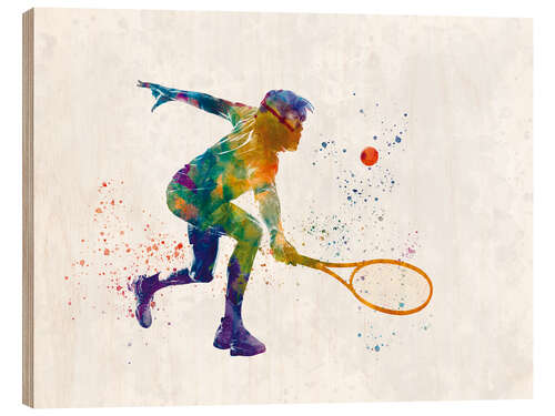 Wood print Tennis Player