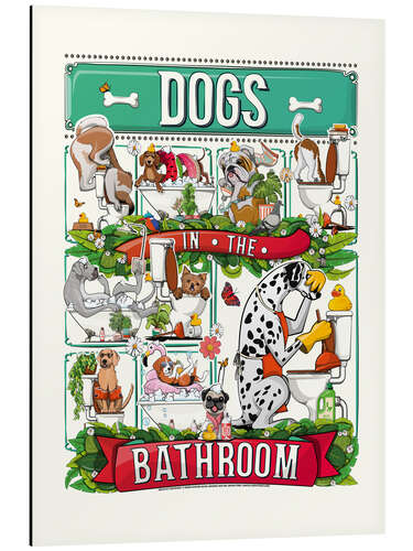 Aluminium print Dogs in the Bathroom