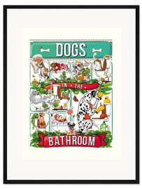 Gerahmter Kunstdruck Hunde im Badezimmer