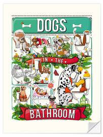 Selvklebende plakat Dogs in the Bathroom