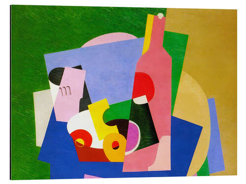 Quadro em alumínio Pink Wine, Abstract Still Life with Bottle