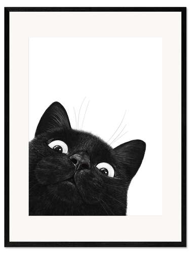 Kunsttryk i ramme Funny Black Cat