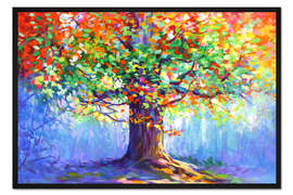 Gerahmter Kunstdruck Baum der blühenden Romantik