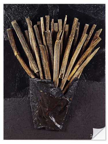 Wandsticker Pommes - Materialcollage mit Holzstöcken