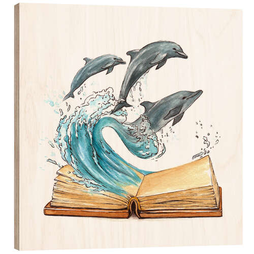 Wood print Tales about Dolphins