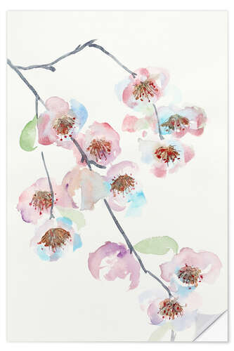 Selvklebende plakat Pink Blossom Branch