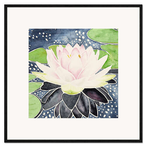 Framed art print Pink lotus reflecting in sparkling water