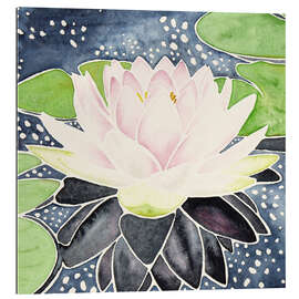 Quadro em plexi-alumínio Pink lotus reflecting in sparkling water