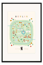 Gerahmter Kunstdruck Berlin City Map