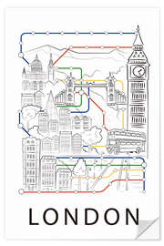 Selvklæbende plakat London City Map