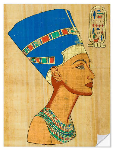 Selvklæbende plakat Bust of Nefertiti, Papyrus Painting