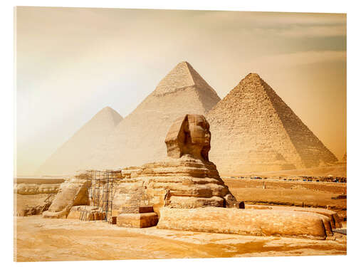 Tableau en verre acrylique Sphinx and Pyramids in the Egyptian Desert