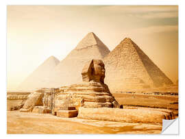 Vinilo para la pared Sphinx and Pyramids in the Egyptian Desert