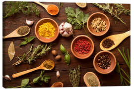 Lærredsbillede  Spices and Fresh Herbs