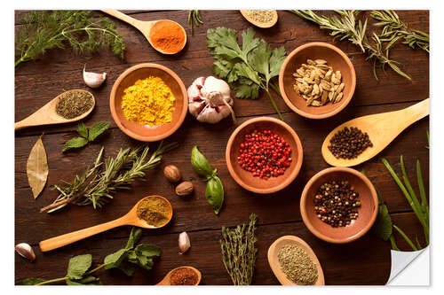 Selvklebende plakat Spices and Fresh Herbs