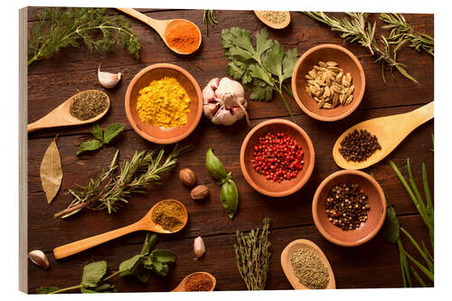 Tableau en bois Spices and Fresh Herbs