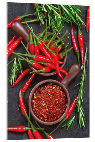 Gallery print Chilli Peppers on a Black Table