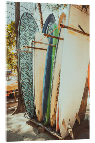Obraz na szkle akrylowym Surfboards on the Beach