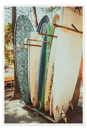Poster Surfboards on the Beach