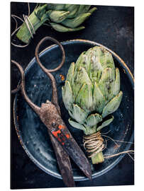 Aluminium print Still Life With Artichokes and Old Scissors