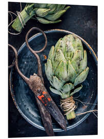 Foam board print Still Life With Artichokes and Old Scissors