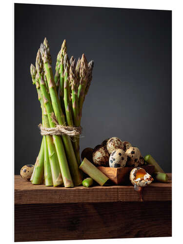 Tableau en PVC Fresh Asparagus and Quail Eggs