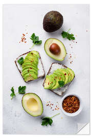 Selvklebende plakat Avocado Toast With Herbs Spices