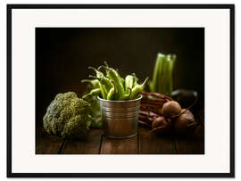 Gerahmter Kunstdruck Stilleben mit grünem Gemüse