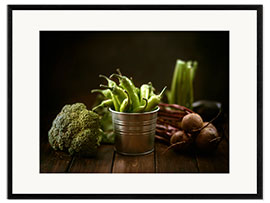 Gerahmter Kunstdruck Stilleben mit grünem Gemüse