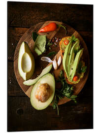 Magnettafel Avocado Baguette auf Holzbrett