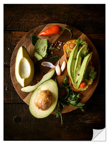 Sticker mural Avocado Bread on Wooden Board