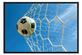 Gerahmter Kunstdruck Fußball im Tor