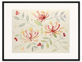 Gerahmter Kunstdruck Geißblattblüten und Zweige