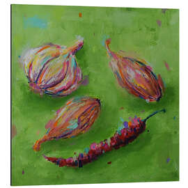 Magnettafel Knoblauch, Schalotten und Chili