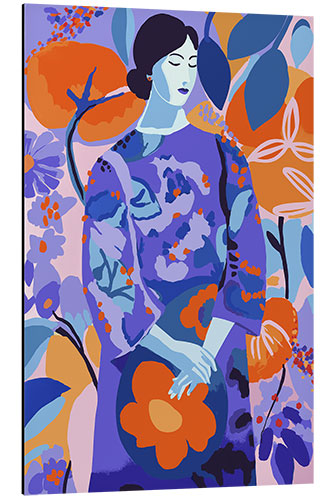 Aluminium print Woman In Flower Garden